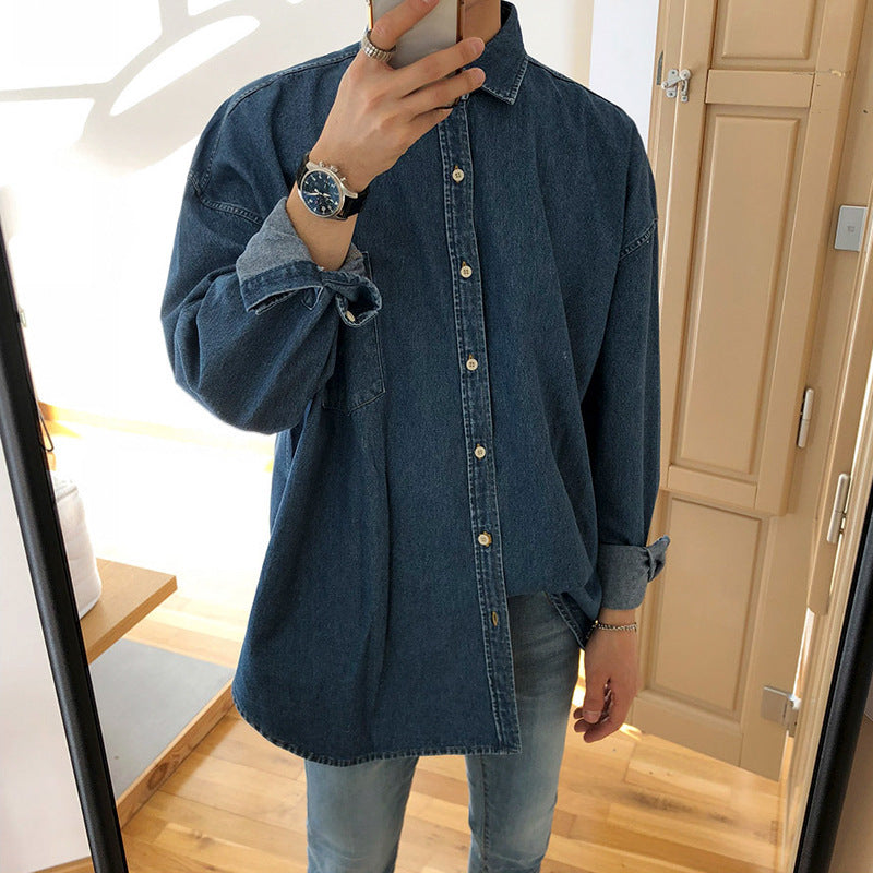 Oversized Washed Denim Shirt Jacket - Game 7 Edition